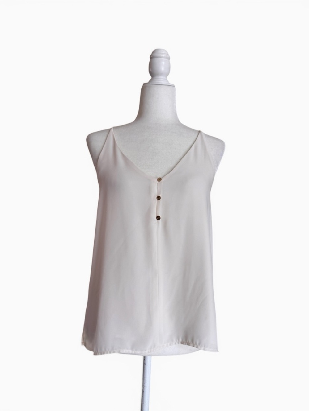 LOFT Ivory V Neck Racerback Chiffon Cami Tank Womens Size S
